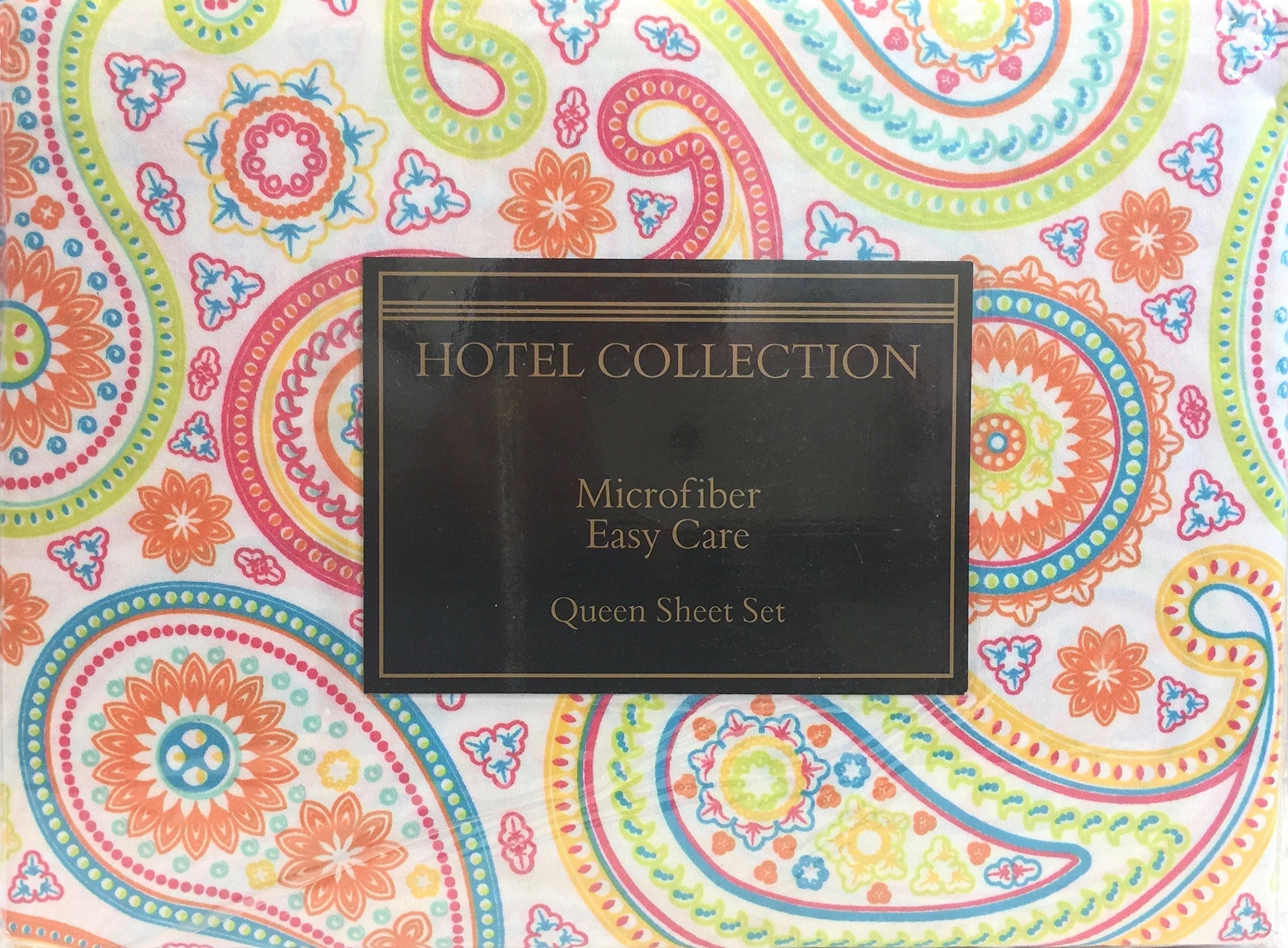 Hotel Collection Premium, Brushed Polyester Finish, Microfiber Bed Sheet Set (King, Colorful Paisley-KR)