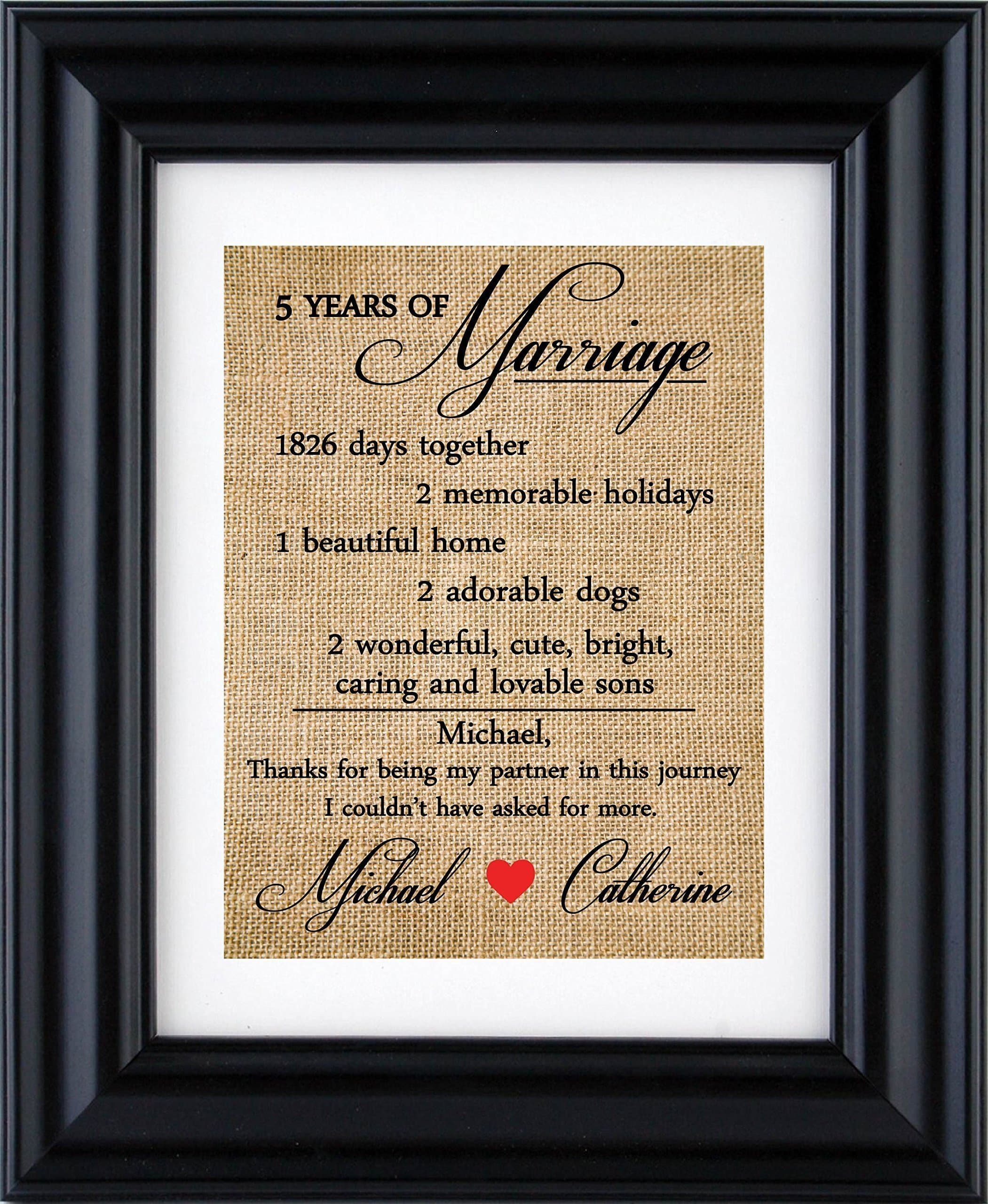 5th anniversary gift,Personalized anniversary gift for 10th,20th,30th wedding anniversary print, wedding anniversary- Gift for him/Gift for her, Anniversary Burlap print -1F(Frame not Included)