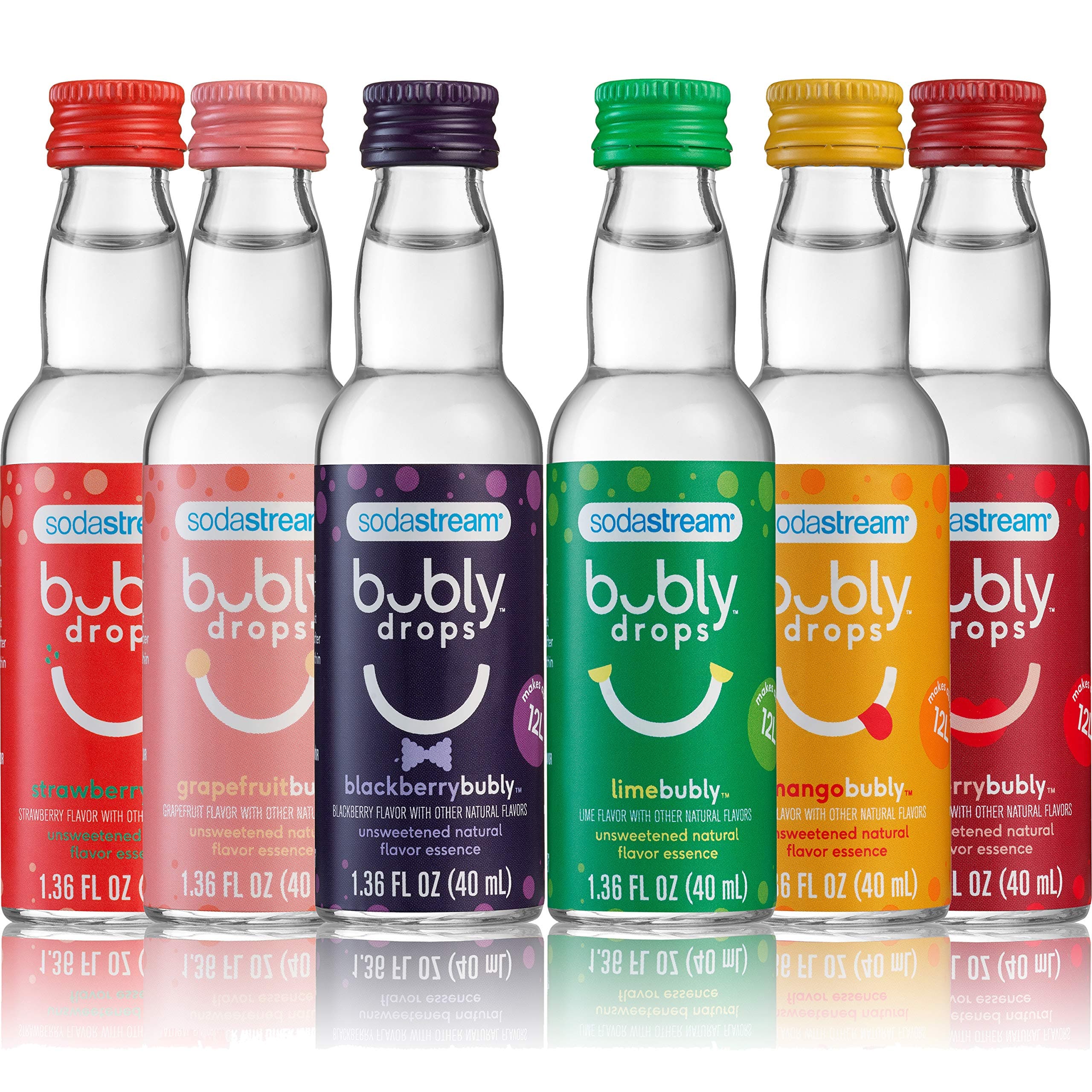 Bubly Fruit Drops for Sparkling Water | Natural Fruit Flavor | Zero Calories, No Sweeteners | Create Your Own Bubly with SodaStream | Variety Pack, Bubly Original, Pack of 6 | 8 Fl Oz