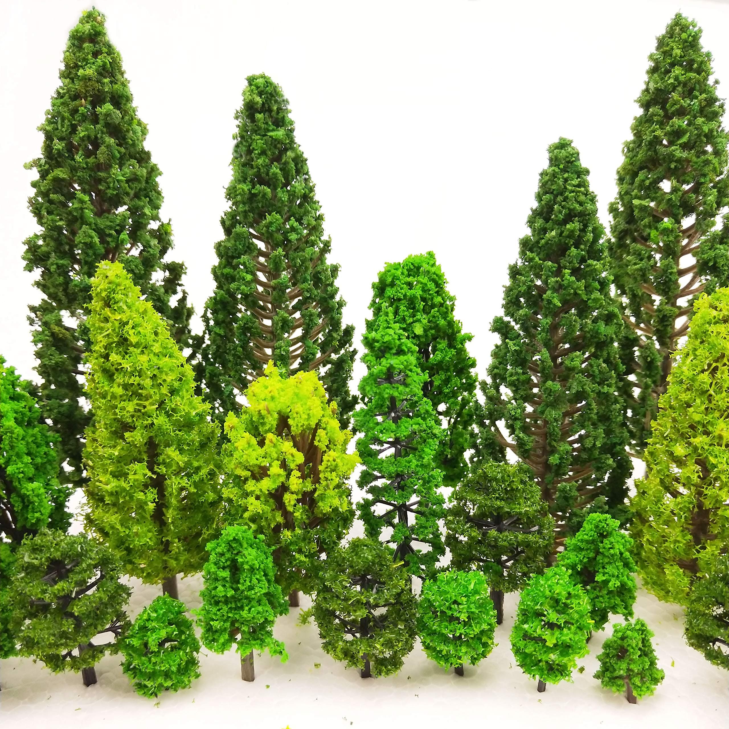 36 Pieces 1.36-6 inch Mixed Model Trees Train Scenery Architecture Tree Fake Trees for DIY Crafts, Building Model, Scenery Landscape Natural Green