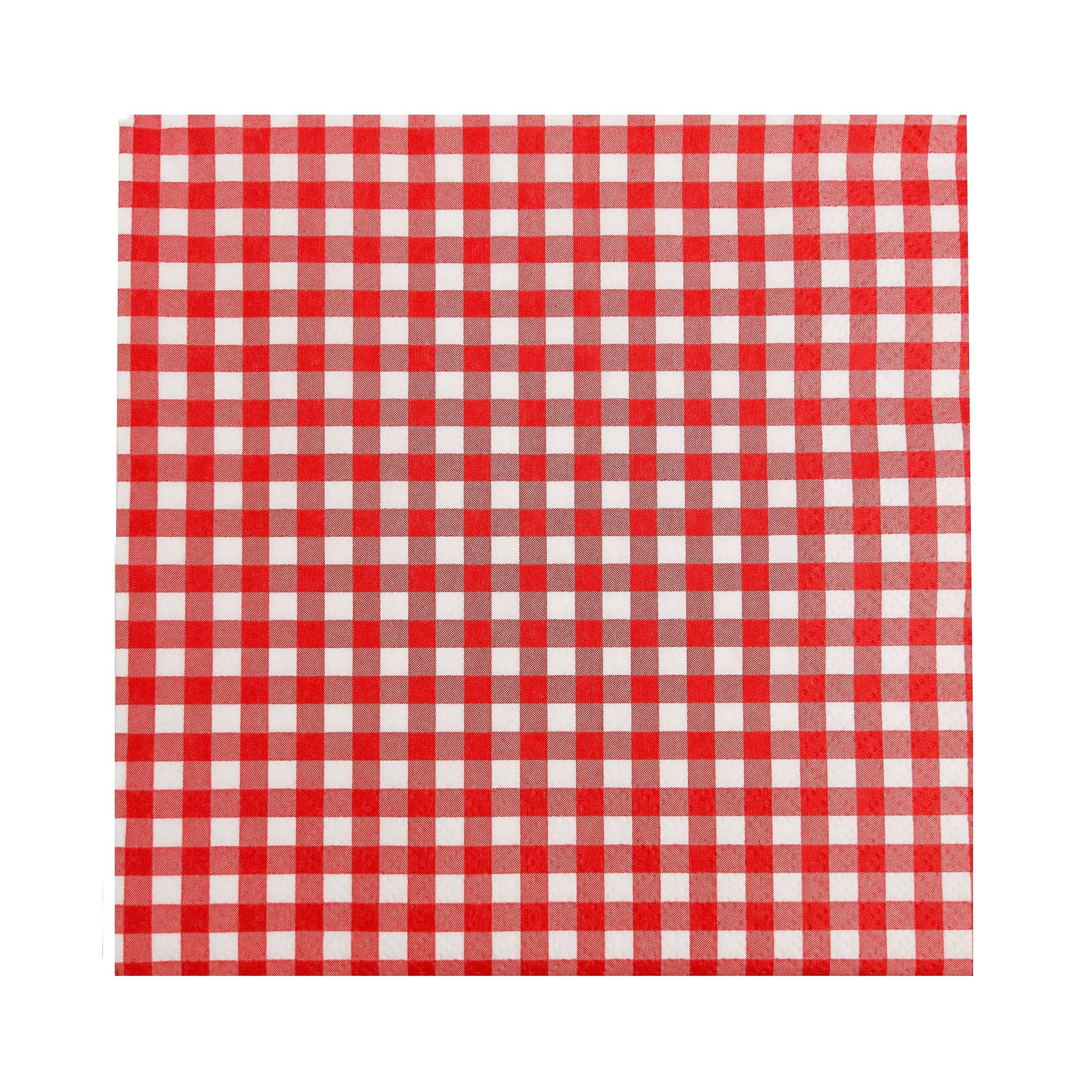 Talking Tables Red Checkered Napkins Gingham Serviettes – Disposable Tableware Perfect for Picnics, BBQs, and Summer Garden Parties - Festive Outdoor Gatherings 20 Pack