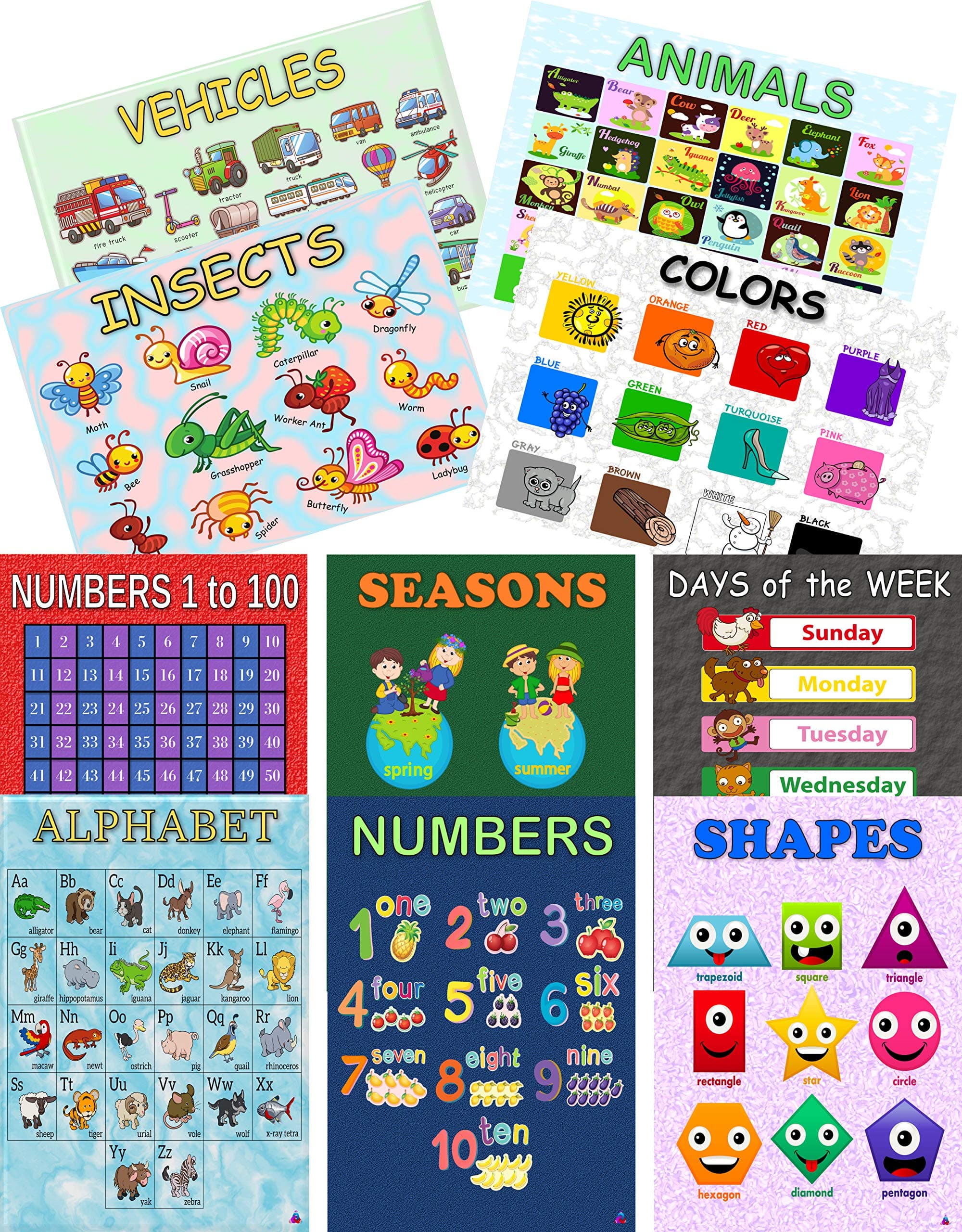 3D Learning LLF 11x17 Laminated Preschool Posters for Classroom