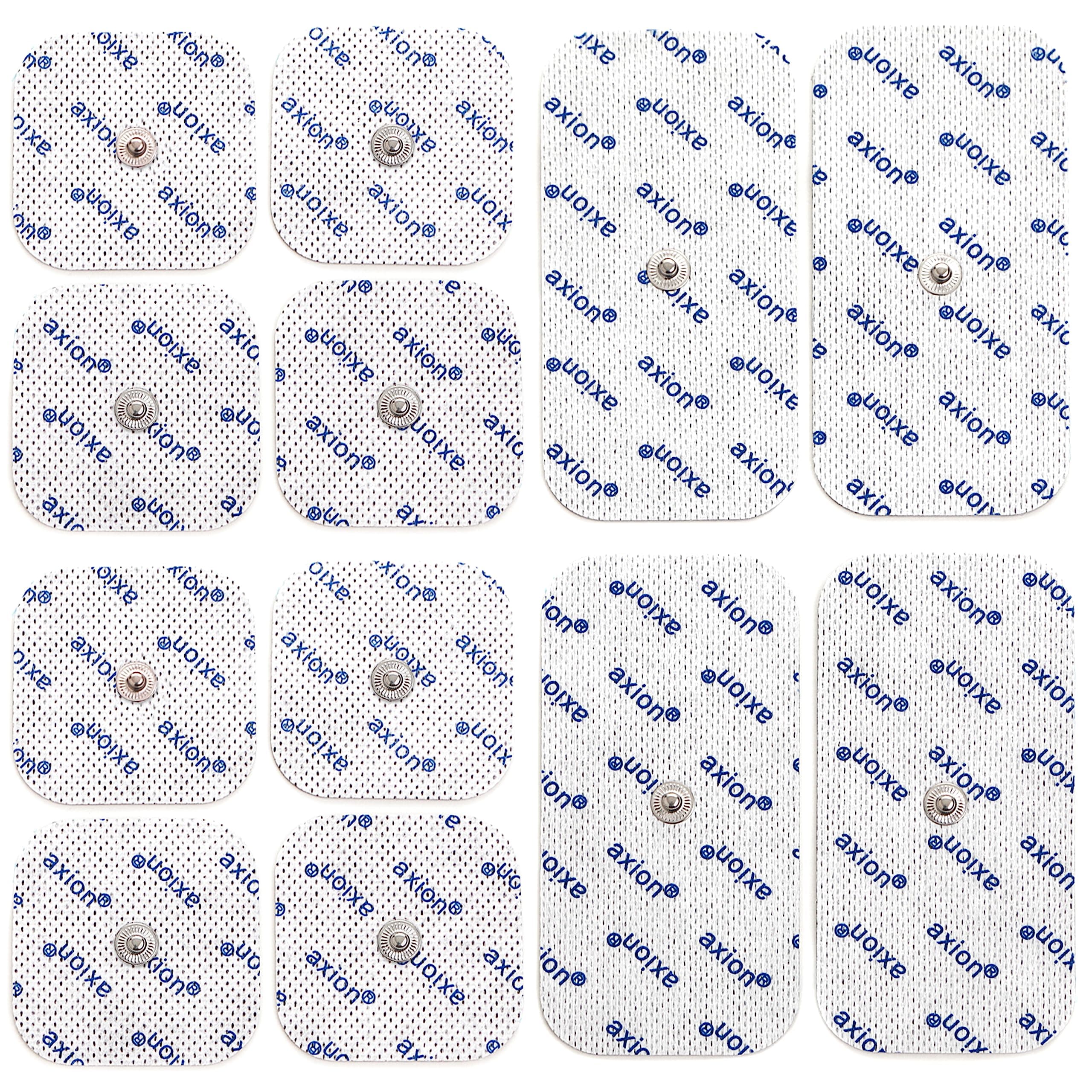 TENS EMS Electrode Pads with Push Button - Compatible with TENS Devices & EMS Trainers by Sanitas (Such as SEM 40.41) & Beurer (Such as EM 40.41) | Reusable | Certified Medical Device - Pack of 12