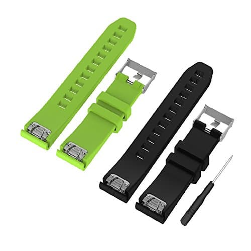 WEINISITE 22 mm Silicone Adjustable Replacement Strap Bracelet for Garmin Fenix 5/ Approach S60 Golf/ for Garmin Forerunner 935/ Quatix 5 GPS Watch (Black+Green)