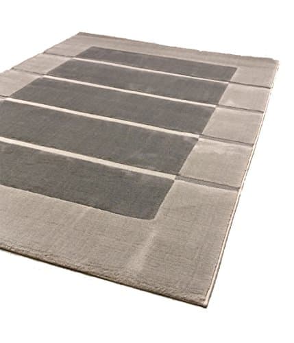 Modern Visiona Soft Thick Dark and Light Grey Square & Lines Design Quality Rug Carpet (120x170cm (4'x5'6''), 4311 Dark Grey)