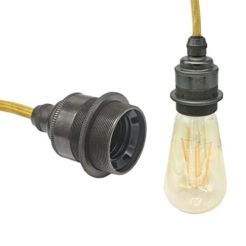 E27 Socket Metal, High-Quality Retro Style Antique Brass Lamp Holder Socket for Pendants and Retro Pendant Lights Dark Brown Tiffany