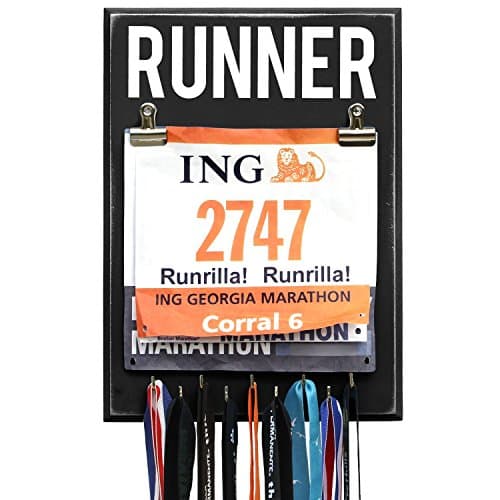 RunRilla Medal and Bib Display Runner, Black, 9 Hooks