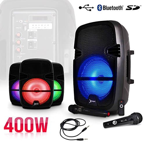 Portable Speaker (8 "400 W LED – BT/USB/SD, 2 VHF Wireless Microphones (Wired) + Remote Control + PC Cable