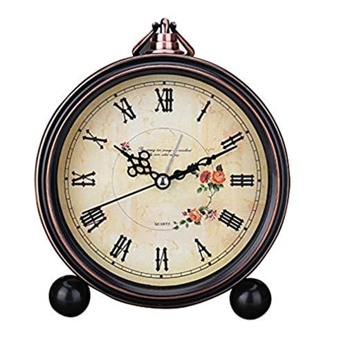 Sincek 5 inch Beautiful Butterfly Pattern Alarm Clock Desktop Clock Table Clocks Retro Vintage Home Decoration Desk Clock Silent Quartz European style Wall Clock