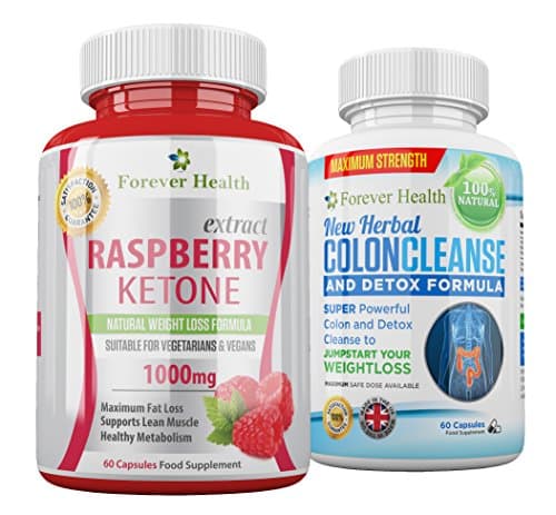 RASPBERRY KETONE + COLON CLEANSE Super Strong FAT BURNER For FAST WEIGHT LOSS ! Raspberry Ketones 1000mg Slimming Tablets - Specially Formulated To Increase Metabolism and BURN FAT FAST ! Research has shown this to be Especially Effective in Shifting Hard to Reach BODY FAT in areas such as around the STOMACH and HIPS ! AMAZING Fat Burner from FOREVER HEALTH ! Lose Weight and Slim Fast ! 60 x RASPBERRY KETONE Diet Pill + 60 COLON CLEANSE Tablet - FREE UK DELIVERY + FREE DIET PLAN !