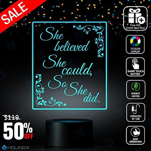 She Believed She Could So She Did, R.S Grey Quote, Scoring Wild quote, Graphic text, Decoration lamp, 7 Color Mode, Awesome gifts (MT218)