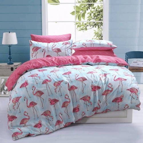 LnB Flamingo Stripe Multi 50% Polyester 50% Cotton Printed Bedding Set/Duvet Cover (King)
