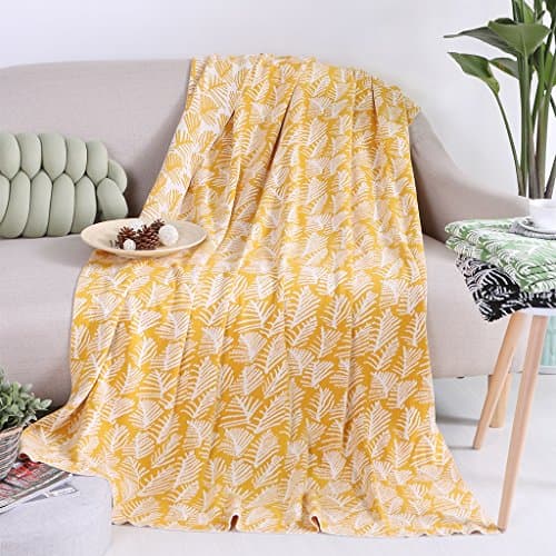 Throw Blankets Cotton winter comfortable super soft sofa blanket Anti-wrinkle does not fade 130*180cm ( Color : Yellow )
