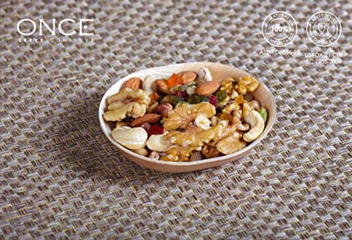 ONCE | Palm Leaf Disposable Plates | Sizes: 4.20" / 3.10"| Oval | Pack of 25 / 50 | Food safe > US FDA 21 CFR | 100% Natural & 100% Compsostable | Collection: Sides