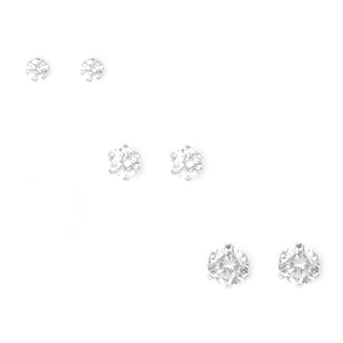 Stainess Steel CZ Stud Earrings (Size 6mm)