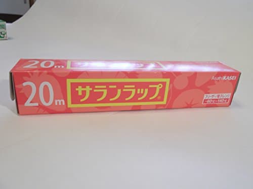 Short Sized Red Box Saran Wrap Clear Plastic Food Storage Cling Film 22 cm X 20 Meters (8.66 inches X 65.6 feet). Made In Japan by Asahi Kasei