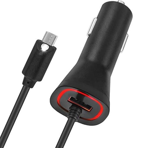Rapid Car Charger Dual Output ,LED Light and Micro USB - for Samsung Galaxy S7 S6 S5 S3 S4 Note2 Note3 - Motorola Droid Turbo - Razz Maxx - Moto X - Lg G2 - Htc One - Dna