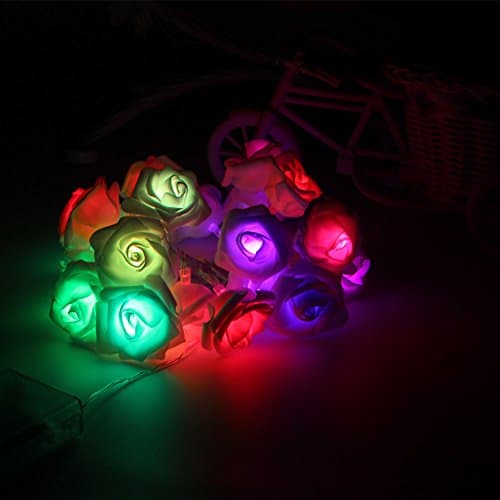 LETOOR 20 LED Rose String Lights Warm White Décor Battery Operated on 8.2ft/2.5m Led Fairy Starry Light for Christmas Holiday Indoor Outdoor Garden Wedding Party Decoration (Colors)