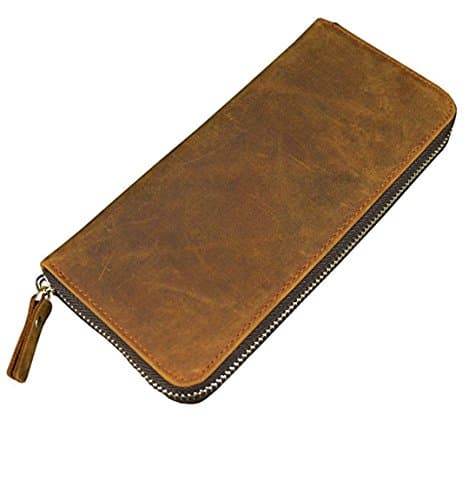 Genuine Leather Clutch 4 Inter layer pocket purse,with inner zip coin pocket For Girls Womens 8"x4.5"x1"