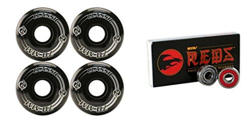 KRYPTONICS CLASSIC 70MM 80A BLACK Longboard Skate Wheels + BONES REDS BEARINGS