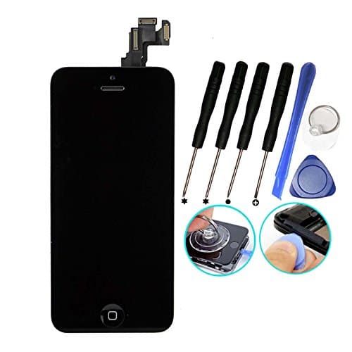 MobileAge For iPhone 5C Touch Screen Replacement with Frame Black Full Set with Home Button and Camera New LCD Digitizer Display Replacement + Tool Kits