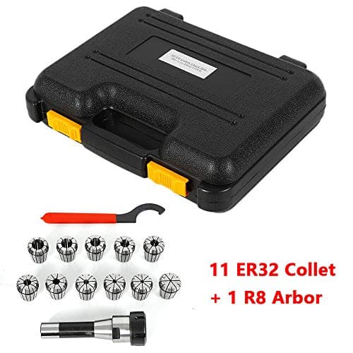 Full Set 11xER32 Spring Collet 1/8"-3/4"+Arbor Collet Chuck Holder Metal Model:R8 ER32
