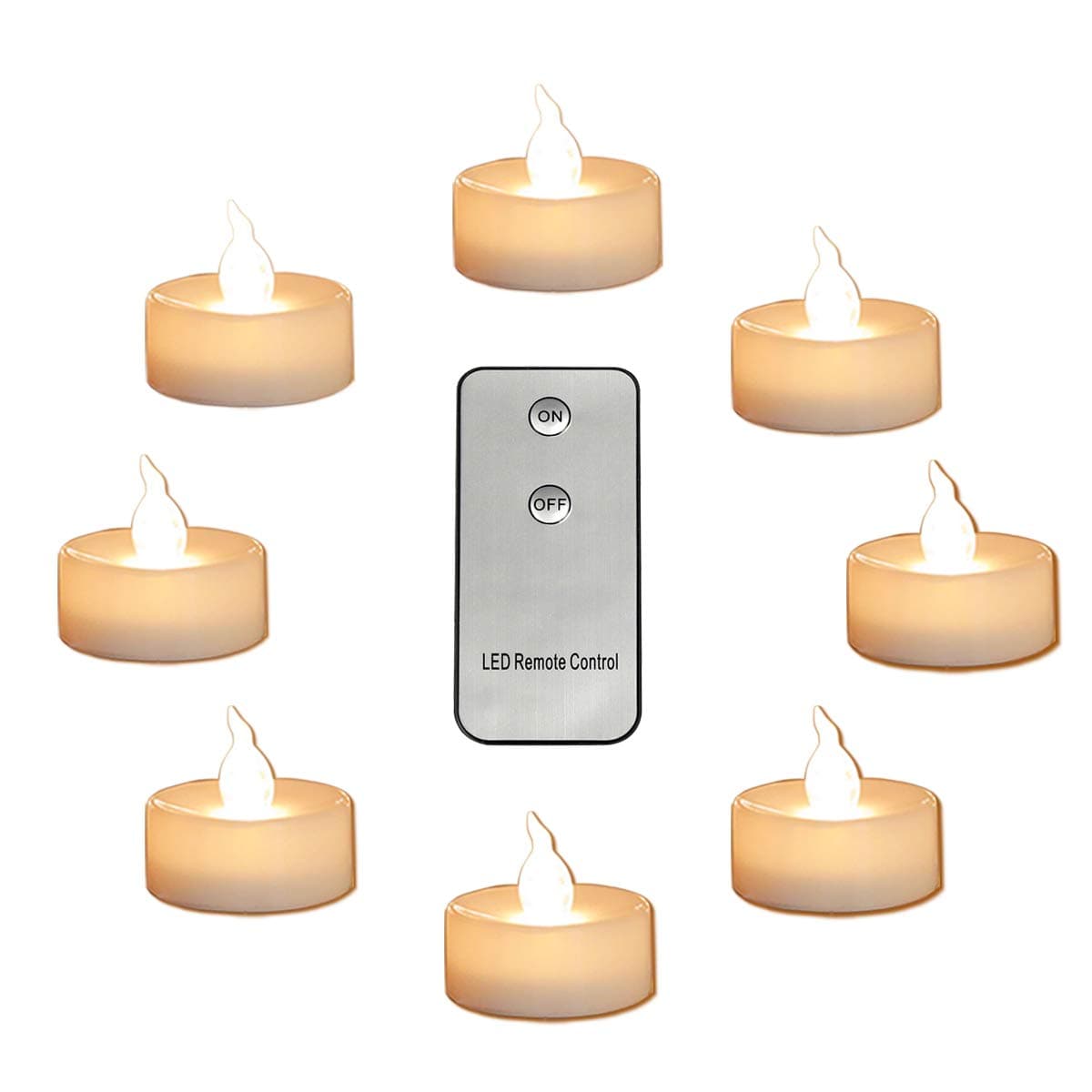Warm White Tea Lights Battery Operated with Remote Control, 12pcs Electronic Unscented Candles Flickering Tea Lights for Home Décor, Kids’ Craft, Table, Hanging Tree (tealight Flicker)