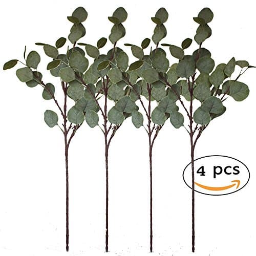 Duolaisu 4 Pcs 26" Artificial Eucalyptus Branches, Artificial Greenery for Home, Office, Holiday, Christmas, Greenery Decoration, Wedding Decor, Party Greenery