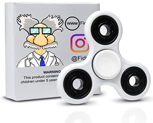 Fidget Spinner / Tri Spinner - Long Spintime - Injection Molded Design - Non-3D Printed. Hybrid Ceramic Bearings with Quality Guarantee, by FidgetDoctor (White)