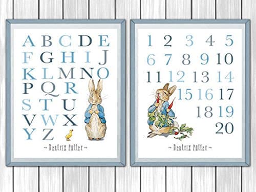 Chic Cottage Crafts Beatrix Potter Peter Rabbit Nursery Prints Set of 2 - Decor Wall Art Unframed A4