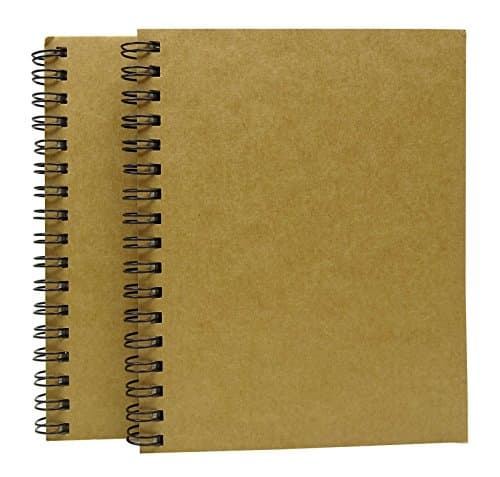 Zebra Writing Notebook A6 Recycled Kraft Paper Plain Sheets Spiral Bound Writing Notepad Stationery 70 Sheets - Pack of 4