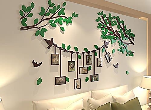 3D Tree With Photo Frames | Acrylic Room Three-Dimensional Decal | Family Wall Decor Home Improvement Memory With Children | Nursery Room | 60 Inch 34 Inch