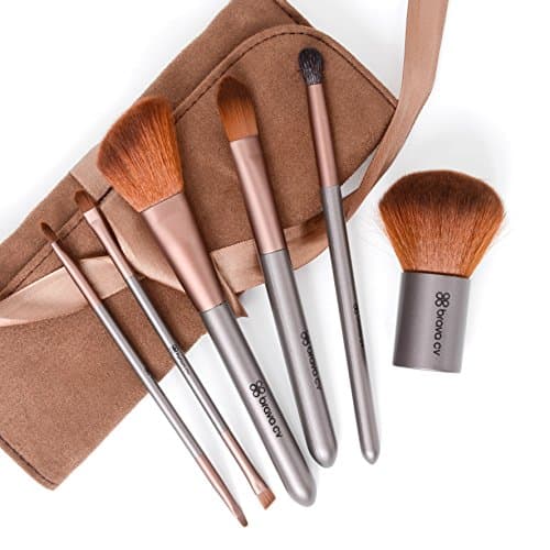 6pc Professional Makeup Brush Set & Case for a Glamorous Look. Makeup Brush Set Includes: Kabuki Brush, Eye/Lip Brush, Eyebrow/Shadow Brush, Blending Brush, Foundation Brush and Angled Blush Brush.