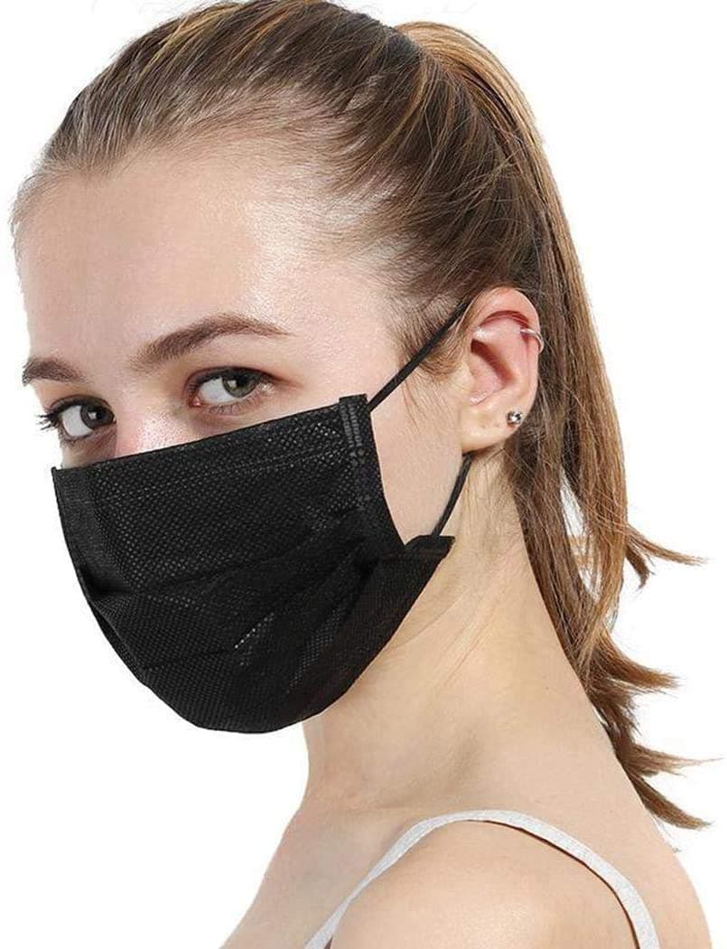 10Pcs Unisex Black Disposable Soft Breathability Earloop Face Dresses