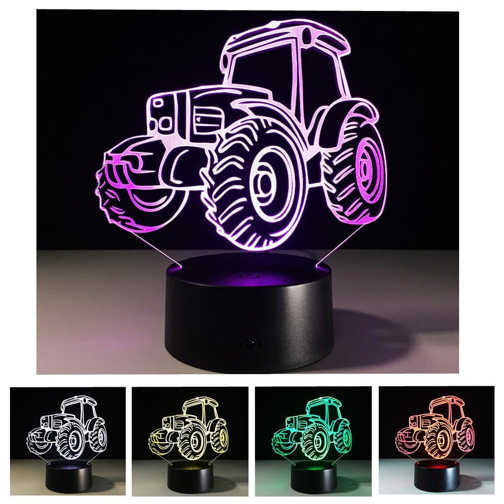 Multicolor Nightlights, 3D Nightlights 7 Colors Change Touch Control LED Night Lamp For Children and Friends (Tractor)