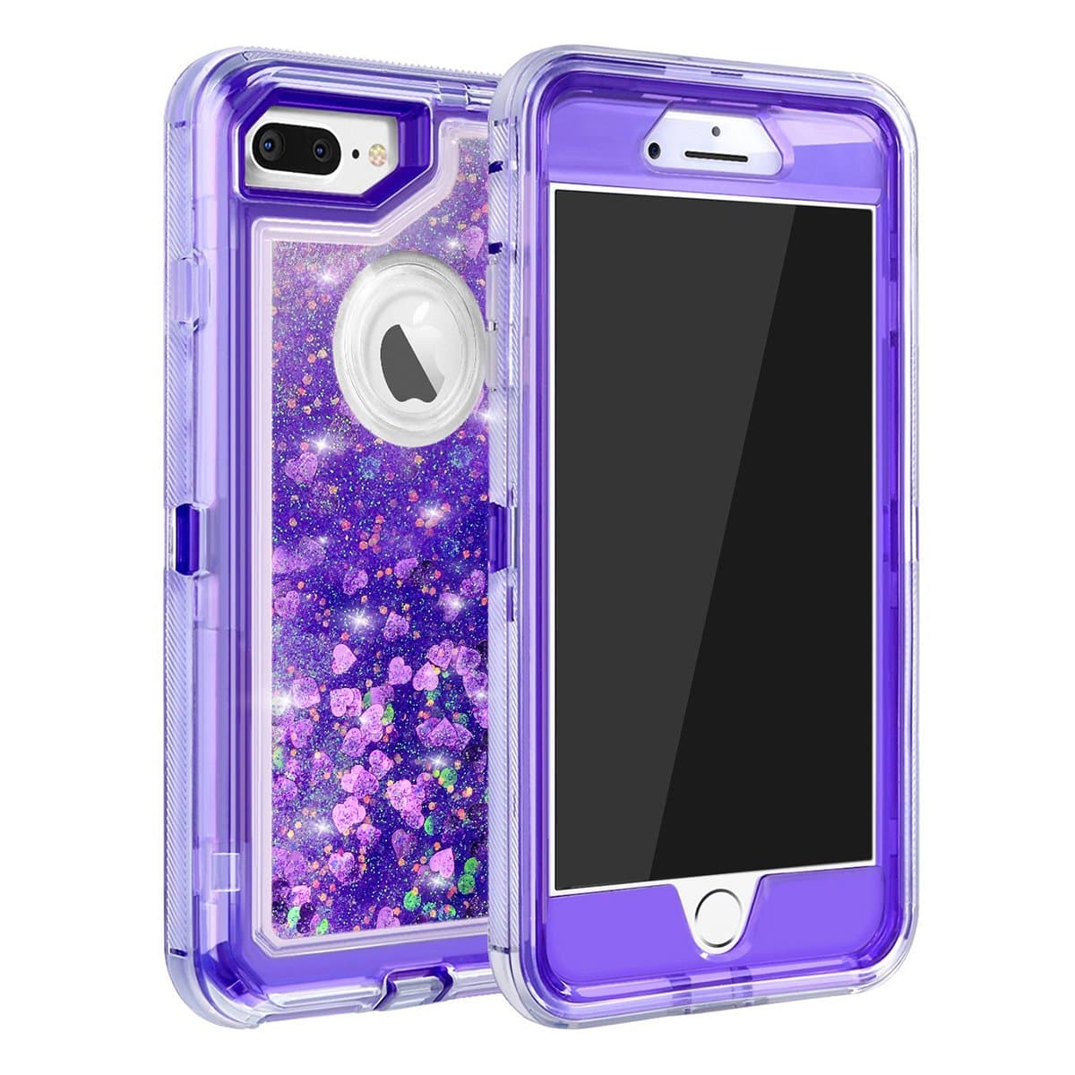 MAXCURY Case for iPhone 8 Plus, iPhone 7 Plus, iPhone 6 Plus, Glitter Liquid Quicksand Heavy Duty Full Protection Shockproof Case for iPhone 8 Plus/7 plus/6s Plus/6 Plus in 5.5 Inch (Purple)