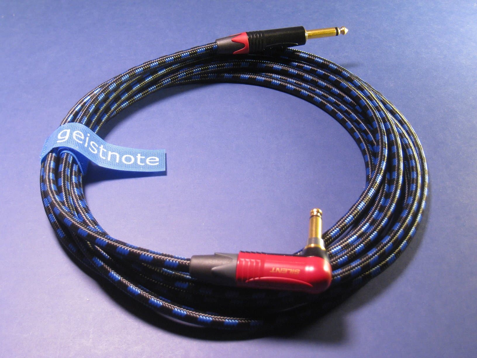 Geistnote's Evidence Audio Melody Instrument Cable with Neutrik Silent Plug and Gold Connectors 20 Ft (6 M) ~ Right Angle to Straight