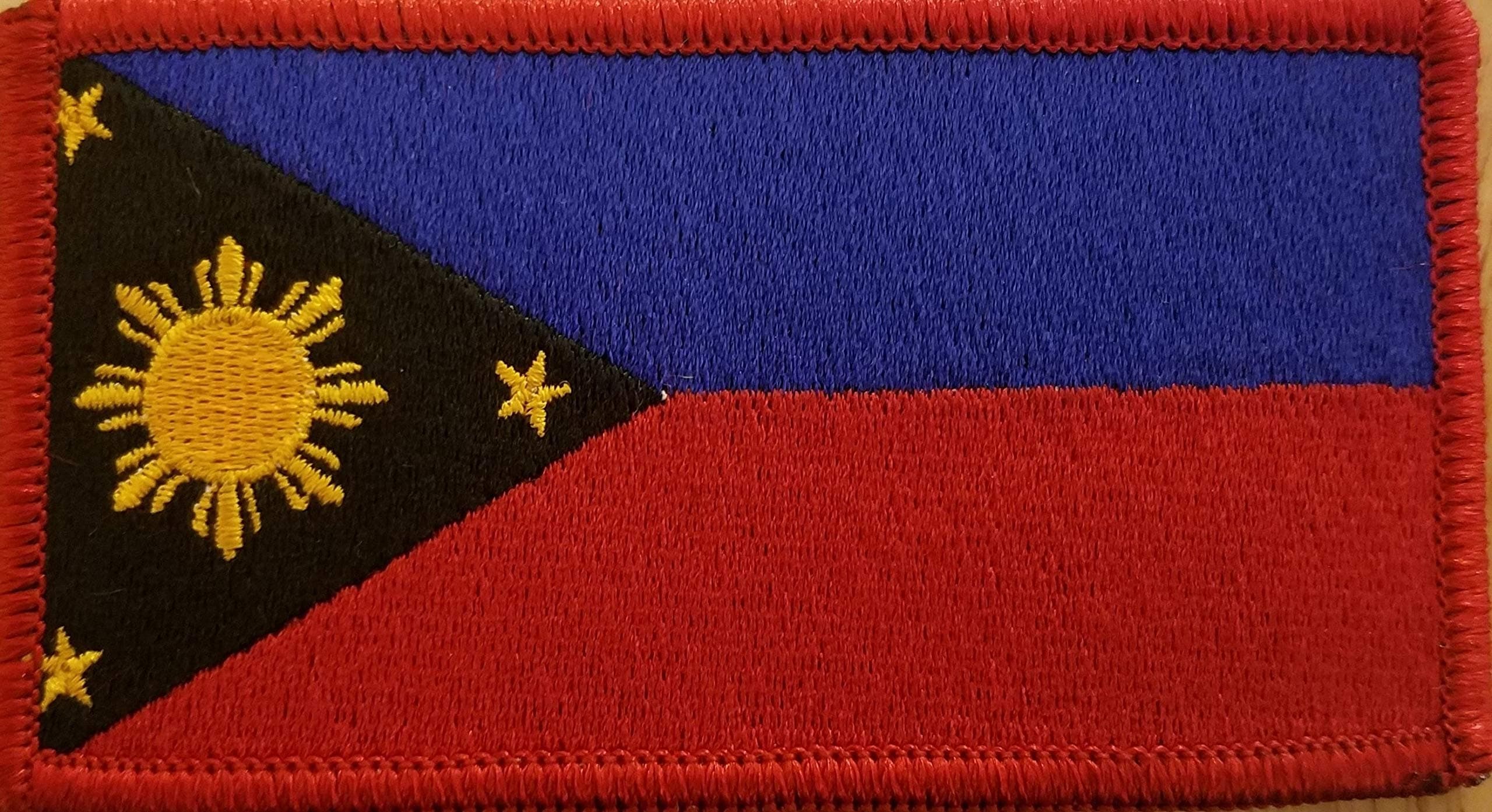 Philippines Embroidered Patch Fastener Backing Hook & Loop Morale Tactical Shoulder Emblem Red Border #6