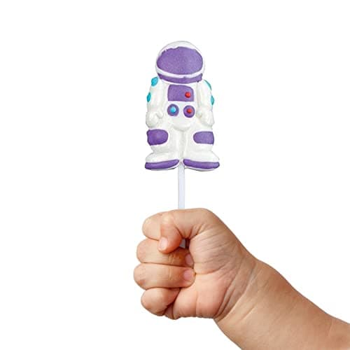 Outer Space Themed Lollipops, (12) Individually Wrapped Candy Suckers - Space Theme Birthday Party Favors for Kids, Goodie Bags, Edible Cake and Cupcake Topper - Candy Buffet and Party Decor, Astronaut, Space Shuttle, Earth - Hand Decorated Pops