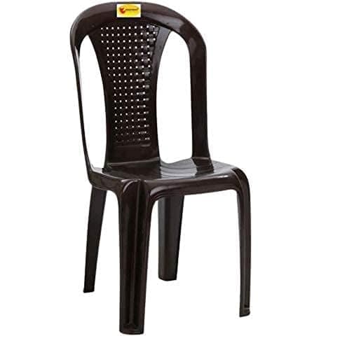 Bharat Sales Plastic Moulded Chair, Stackable, Waterproof, Single Moulded Piece, Without Arms and Cushion, Brown