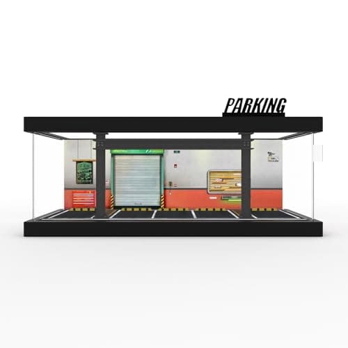 1/64 Diorama Plastic Display Case - Compatible with Hot Wheels Matchbox Mini GT Diecast Cars,for Model Car Display and Storage,Stackable Garage with LED Lights and Acrylic Cover (LM-Offroad)