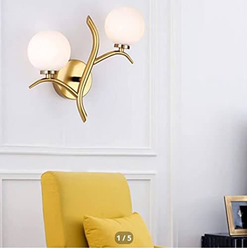 Lyse Decor Gold Modern Dual Globe Wall Lamp Light for Bedroom Living Dining Room and Restaurants (Gold.)