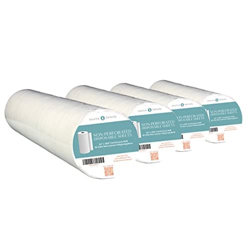 Disposable Continuous Bed Cover Roll for Massage and Spa Tables, 24 x 300 ft, 35 GSM Non Woven, Non Perforated, 4 Roll Pack
