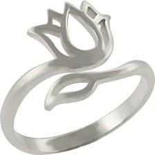 Open Design Adjustable Lotus Flower Ring in Sterling Silver, 7589