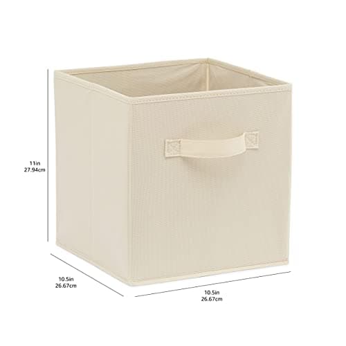 amazon basics Square Foldable Storage Cubes (Beige) - 6 Pack, Fabric, Clothing