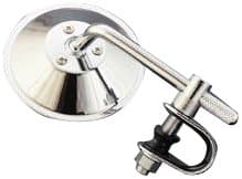 Clamp-on Adjustable Short Stem Motorcycle Mirror - 4" (100mm) Round, Chrome Finish