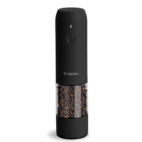 Electric Pepper Grinder, USB Rechargeable, Automatic Pepper Shaker, Adjustable Coarseness, Electric Pepper Mill, LED Light, Refillable, Kitchen Gadget (1-Pack, Black)