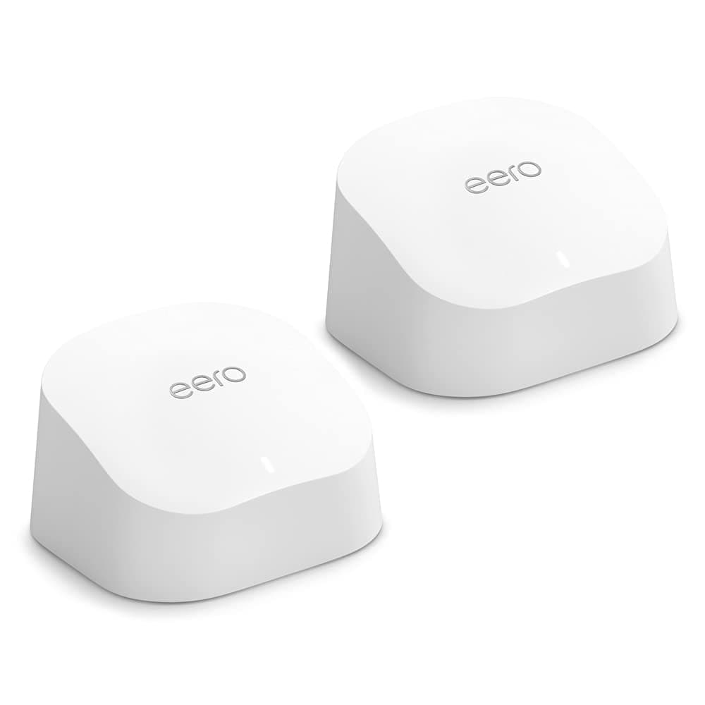 Amazon eero 6 mesh Wi-Fi router | 500 Mbps Ethernet | Coverage up to 280 m2 | Connect 75+ devices | 2-Pack
