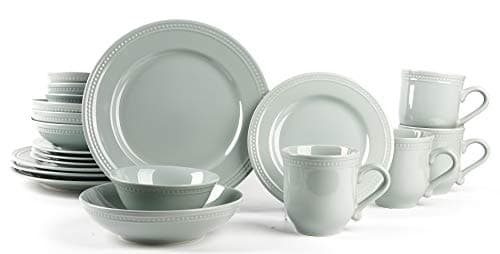 Pearl Dots Stoneware Dinnerware Set (20pc Set, Teal)
