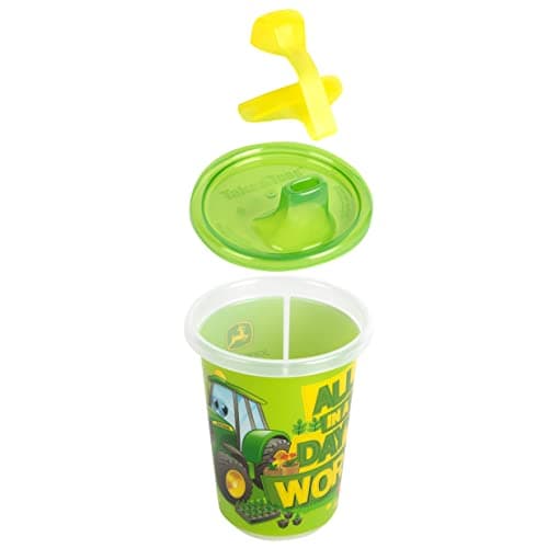 The First Years Take & Toss John Deere Sippy Cups - Reusable Toddlers Cups with Lids - Kids Party Pack with 2 Travel Caps - 10 Oz - 10 Count